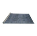 Sideview of Machine Washable Industrial Modern Azure Blue Rug, wshurb2455