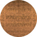 Round Machine Washable Oriental Orange Industrial Area Rugs, wshurb2455org