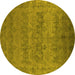 Round Oriental Yellow Industrial Rug, urb2455yw