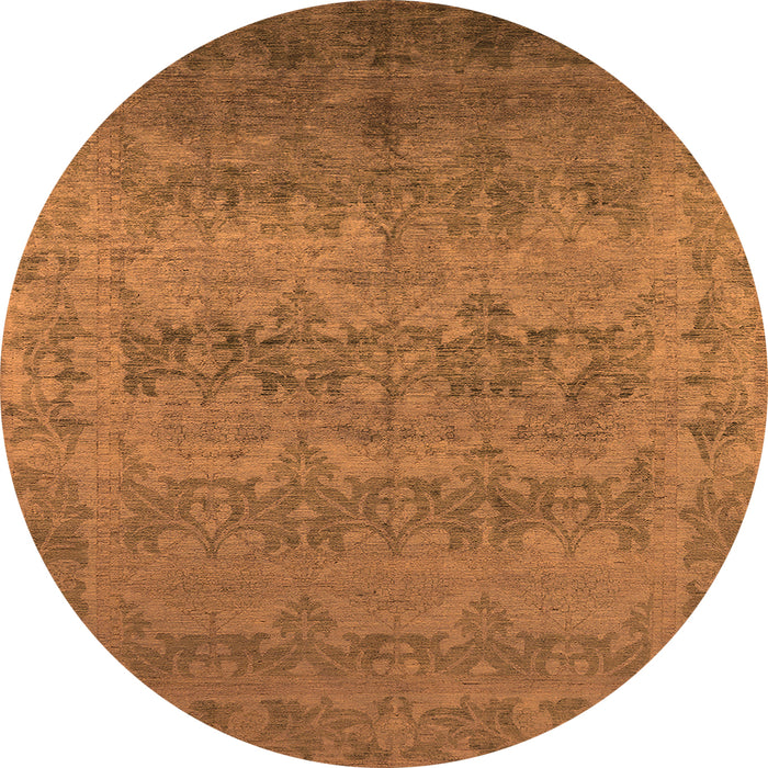 Round Oriental Orange Industrial Rug, urb2455org
