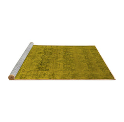 Sideview of Machine Washable Oriental Yellow Industrial Rug, wshurb2455yw