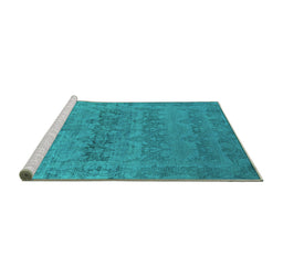 Sideview of Machine Washable Oriental Turquoise Industrial Area Rugs, wshurb2455turq