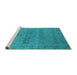 Sideview of Machine Washable Oriental Turquoise Industrial Area Rugs, wshurb2455turq