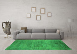 Machine Washable Oriental Green Industrial Area Rugs in a Living Room,, wshurb2455grn