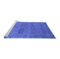 Sideview of Machine Washable Oriental Blue Industrial Rug, wshurb2455blu
