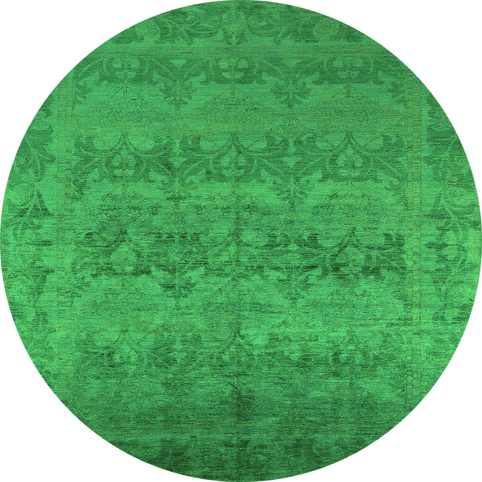 Round Oriental Green Industrial Rug, urb2455grn