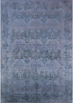 Mid-Century Modern Azure Blue Oriental Rug, urb2455