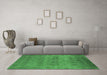 Machine Washable Oriental Emerald Green Industrial Area Rugs in a Living Room,, wshurb2455emgrn