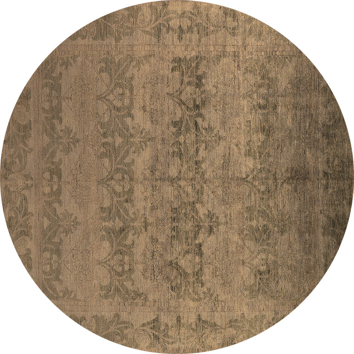 Round Oriental Brown Industrial Rug, urb2455brn