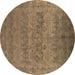 Round Oriental Brown Industrial Rug, urb2455brn