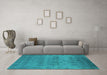 Machine Washable Oriental Turquoise Industrial Area Rugs in a Living Room,, wshurb2455turq