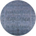 Round Mid-Century Modern Azure Blue Oriental Rug, urb2455