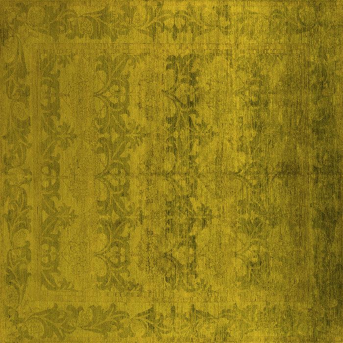 Square Machine Washable Oriental Yellow Industrial Rug, wshurb2455yw