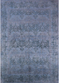 Machine Washable Industrial Modern Azure Blue Rug, wshurb2455