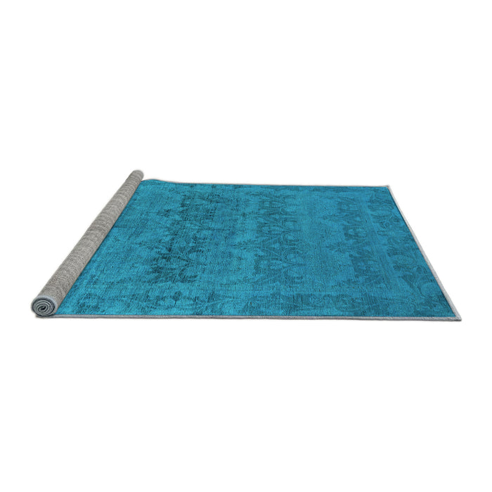 Sideview of Machine Washable Oriental Light Blue Industrial Rug, wshurb2455lblu