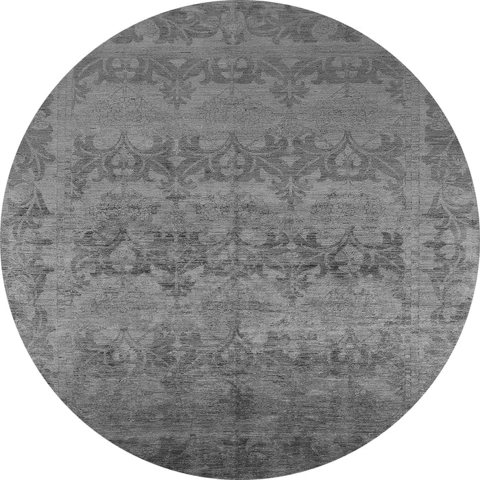 Round Machine Washable Oriental Gray Industrial Rug, wshurb2455gry