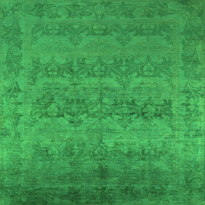 Square Machine Washable Oriental Green Industrial Area Rugs, wshurb2455grn