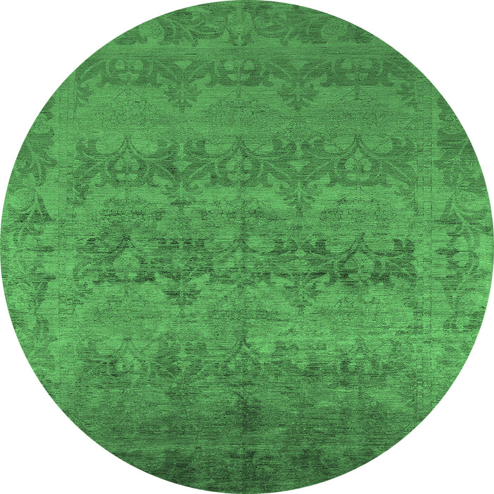 Round Oriental Emerald Green Industrial Rug, urb2455emgrn