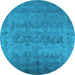 Round Oriental Light Blue Industrial Rug, urb2455lblu