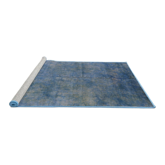 Sideview of Machine Washable Industrial Modern Koi Blue Rug, wshurb2456
