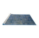 Sideview of Machine Washable Industrial Modern Koi Blue Rug, wshurb2456