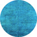 Round Oriental Light Blue Industrial Rug, urb2456lblu