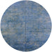 Round Machine Washable Industrial Modern Koi Blue Rug, wshurb2456