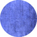 Round Oriental Blue Industrial Rug, urb2456blu