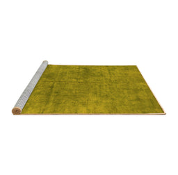 Sideview of Machine Washable Oriental Yellow Industrial Rug, wshurb2456yw