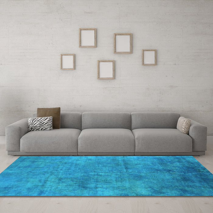 Machine Washable Oriental Light Blue Industrial Rug in a Living Room, wshurb2456lblu