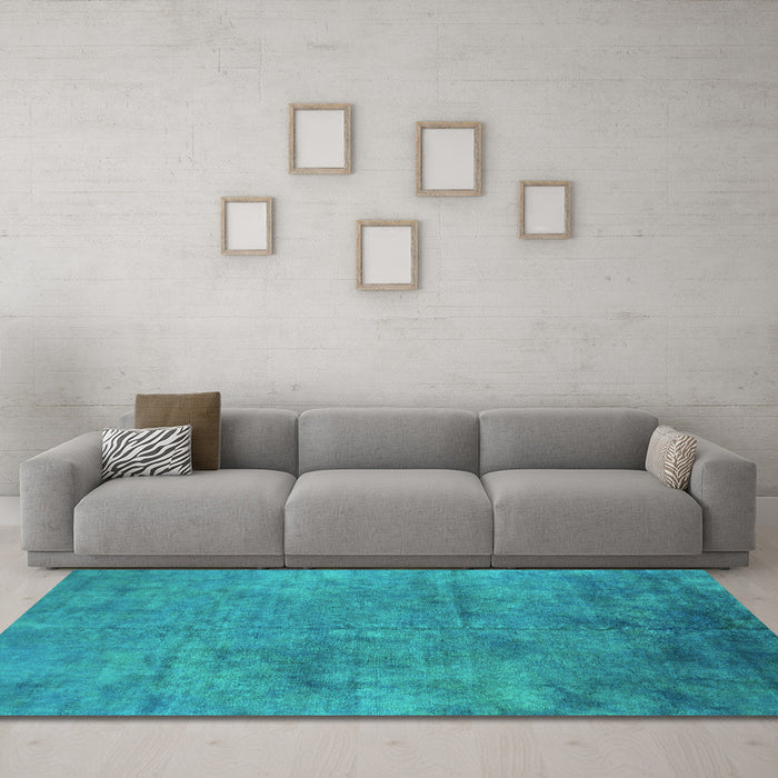 Machine Washable Oriental Turquoise Industrial Area Rugs in a Living Room,, wshurb2456turq