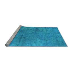 Sideview of Machine Washable Oriental Light Blue Industrial Rug, wshurb2456lblu