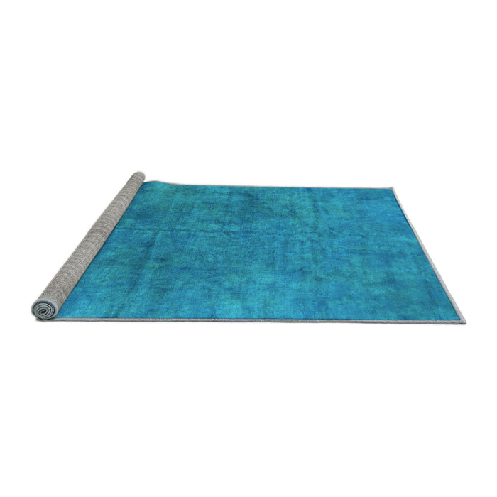 Sideview of Machine Washable Oriental Light Blue Industrial Rug, wshurb2456lblu