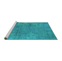 Sideview of Machine Washable Oriental Turquoise Industrial Area Rugs, wshurb2456turq