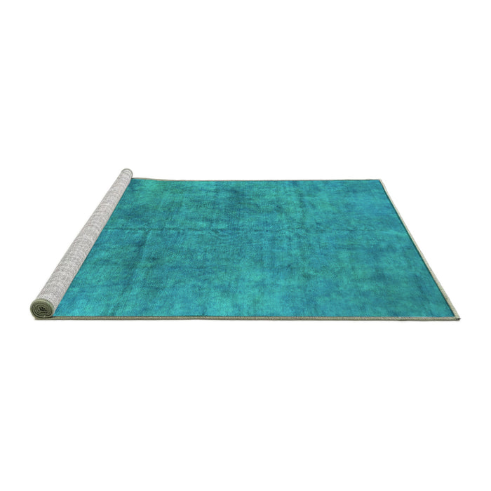 Sideview of Machine Washable Oriental Turquoise Industrial Area Rugs, wshurb2456turq