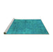 Sideview of Machine Washable Oriental Turquoise Industrial Area Rugs, wshurb2456turq