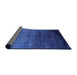 Sideview of Mid-Century Modern Blue Oriental Rug, urb2457