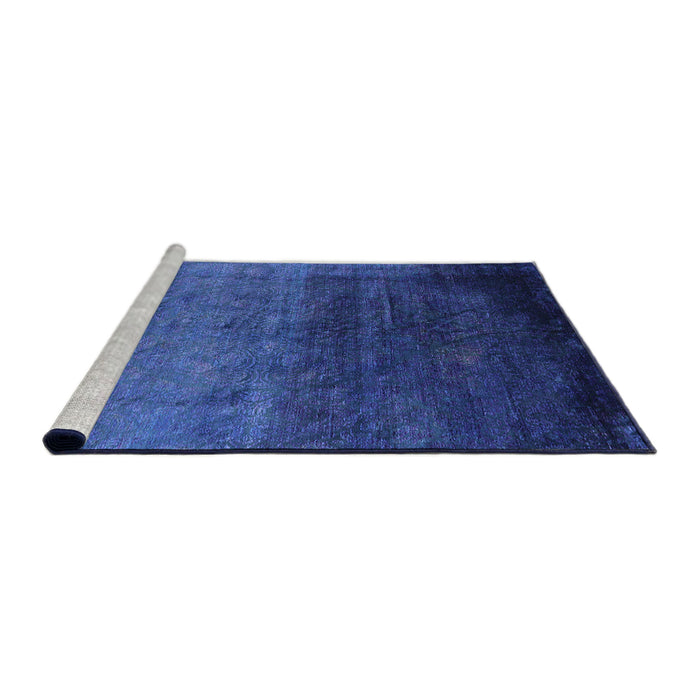 Sideview of Machine Washable Industrial Modern Blueberry Blue Rug, wshurb2457