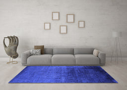 Machine Washable Oriental Blue Industrial Rug in a Living Room, wshurb2457blu
