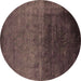 Round Oriental Brown Industrial Rug, urb2457brn