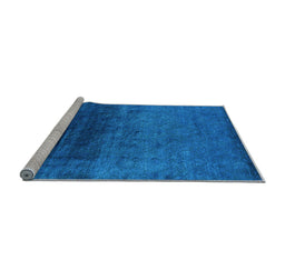 Sideview of Machine Washable Oriental Light Blue Industrial Rug, wshurb2457lblu