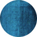 Round Oriental Turquoise Industrial Rug, urb2457turq