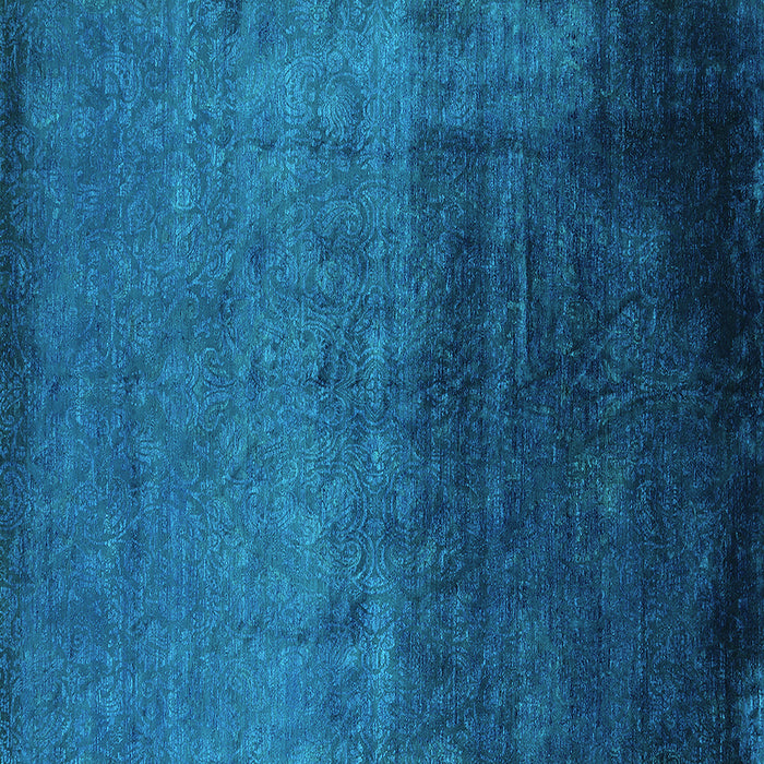 Square Machine Washable Oriental Turquoise Industrial Area Rugs, wshurb2457turq