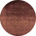 Round Oriental Orange Industrial Rug, urb2457org