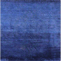 Square Mid-Century Modern Blue Oriental Rug, urb2457