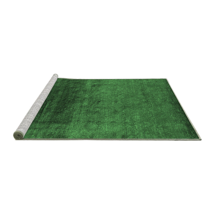 Sideview of Machine Washable Oriental Emerald Green Industrial Area Rugs, wshurb2457emgrn