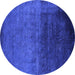 Round Oriental Blue Industrial Rug, urb2457blu