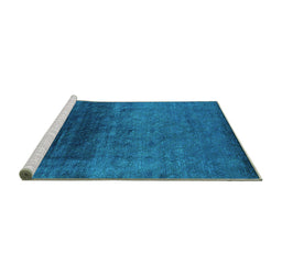 Sideview of Machine Washable Oriental Turquoise Industrial Area Rugs, wshurb2457turq