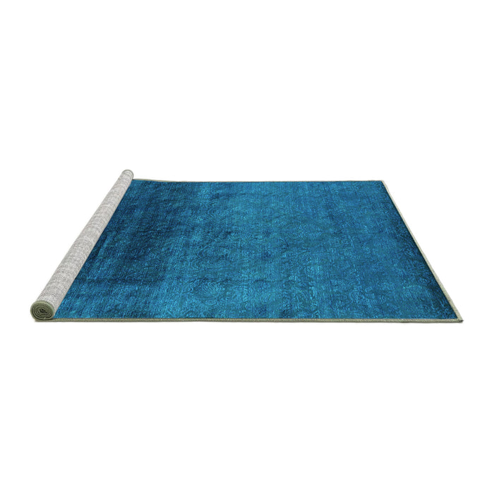 Sideview of Machine Washable Oriental Turquoise Industrial Area Rugs, wshurb2457turq