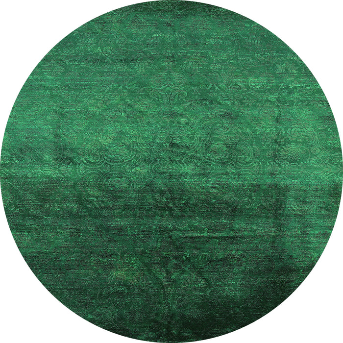 Round Oriental Green Industrial Rug, urb2457grn
